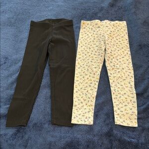 Kids Floral and Black Leggings Set-size 5